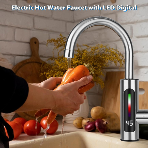 Grifo de Agua Caliente Instantáneo, Calentador de Agua de Acero Inoxidable Suministro de Grifo Vatio Frío y Caliente - Imagen 5 de 12