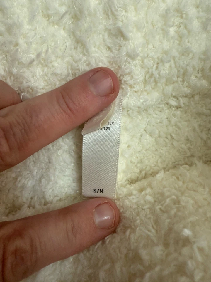 Skims Cozy Knit Pants White SIZE S/M Fuzzy Teddy Cozy Long Pull On Wide Leg - Image 3 of 4