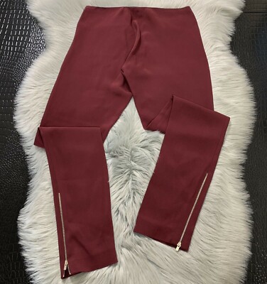 Sharon Wauchob Luxe Solid Slim Viscose Blend Pants Size 36 Back Hem Zip Details