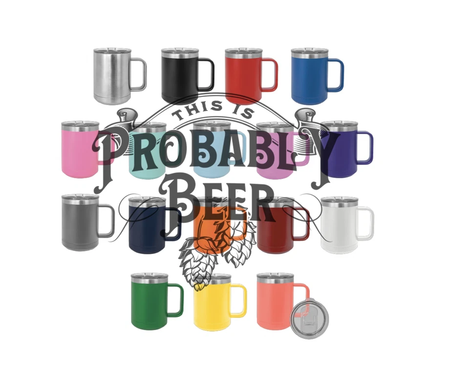 ¡Esto es probablemente cerveza, vaso de viaje de acero inoxidable de 15 y 20 oz caliente y frío! Foto 3 de 4