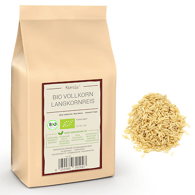 (9,90 EUR/kg) 1kg Bio Langkornreis Vollkorn, ohne Zusätze BIO