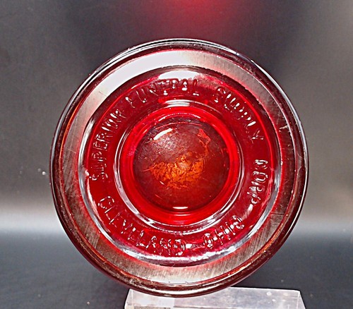 Portacandele vetro rosso rubino, fornitura funebre superiore Cleveland, Ohio. Alto 6,5 - Foto 9 di 9