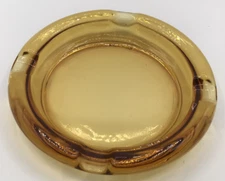 Vintage Amber Glass Large Thick Cigar Ashtray Man Cave Gift