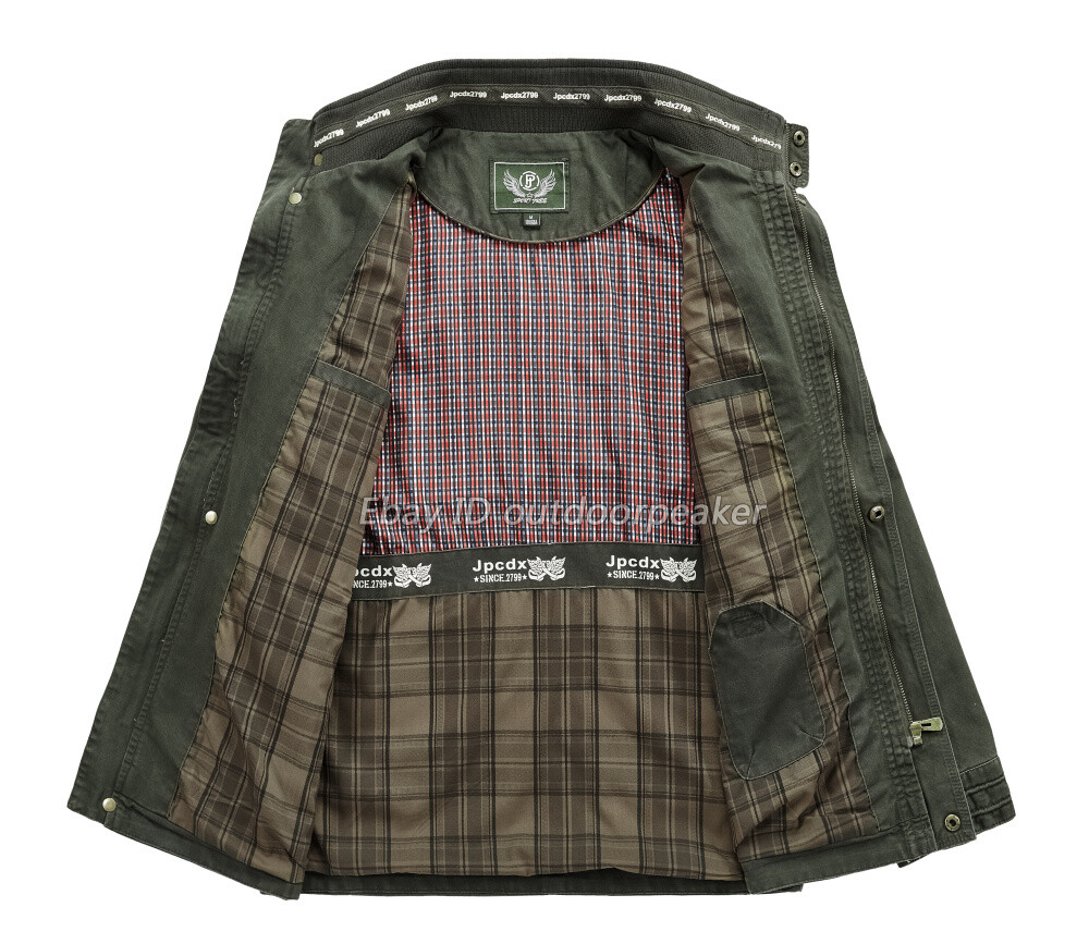 S-7XL Mens Spring Fall Coat Jacket Outwear Cotton Blend Zipper