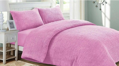 Teddy Bear Fleece Fitted Sheet OR Duvet Cover Set Sherpa Bedding Warm - Picture 20 of 36