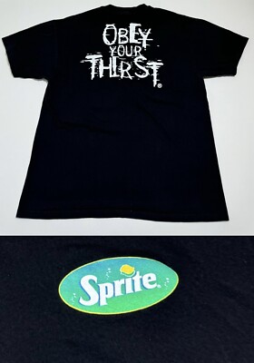 Vintage 90s Coca-Cola Sprite Obey Your Thirst Promo Black T-Shirt Men s XL