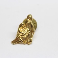 Mary Joseph Jesus Lapel Pin Gold Tone Religious Nativity Christmas