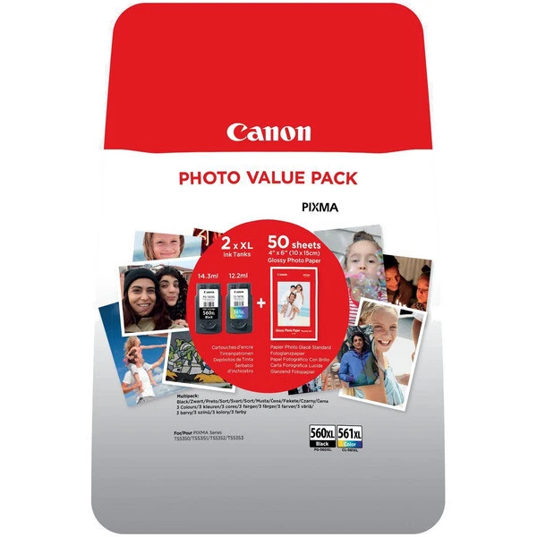 Canon 3712C004 PG-560XLCL561XL Tintenpatrone MultiPack schwarz + color +50 B