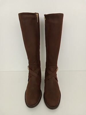 DUO Women's Knee High Boots Brown (Sigaro) Nubuck Leather Edith Zip Strap  New F1 UK