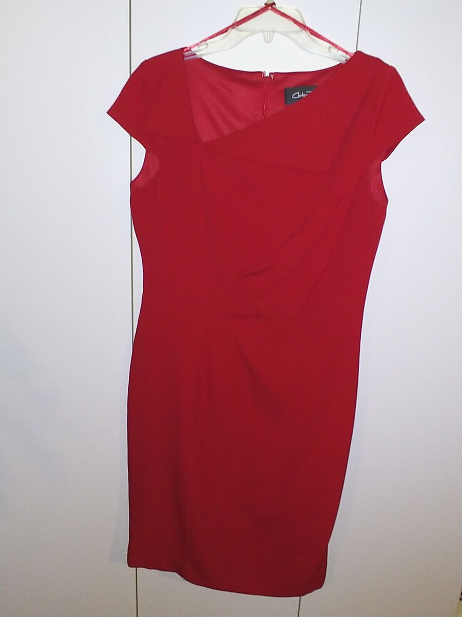 CHELSEA ROSE LADIES RED LINED CAP-SLEEVE DRESS-10-NWOT-LOVELY - Main Image
