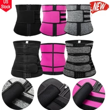 US Women's Sweat Neoprene Waist Trainer Corset Trimmer Belt Body Shaper Tops NEW