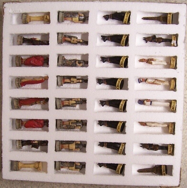 Romans vs Egyptians Chess Set with Glass Board - 3 3/4 Inch High