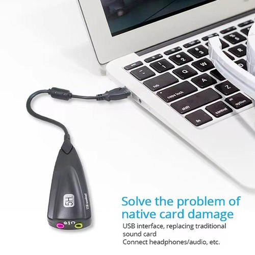 USB Audio Adapter External Stereo Sound Card with 3.5mm UK and Mic R9O7 - Afbeelding 7 van 10