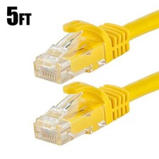 5FT Cat6 RJ45 Ethernet LAN Network Patch Cable UTP Copper Wire Gold 24AWG Yellow