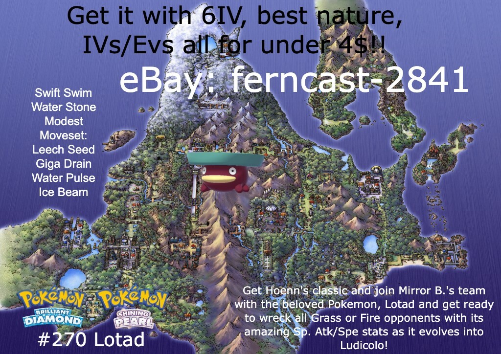 Pokemon Brilliant Diamond and Shining Pearl Shiny Lotad 6IV Battle