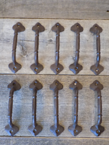 5 CAST IRON HANDLES RUSTIC DRAWER PULLS SMALL 3 1//2/" LONG HOME DECOR KITCHEN