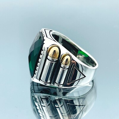 SILVER925 BIG GREEN STONE RING/シルバー/リング MR0362-Green-Agate-With-
