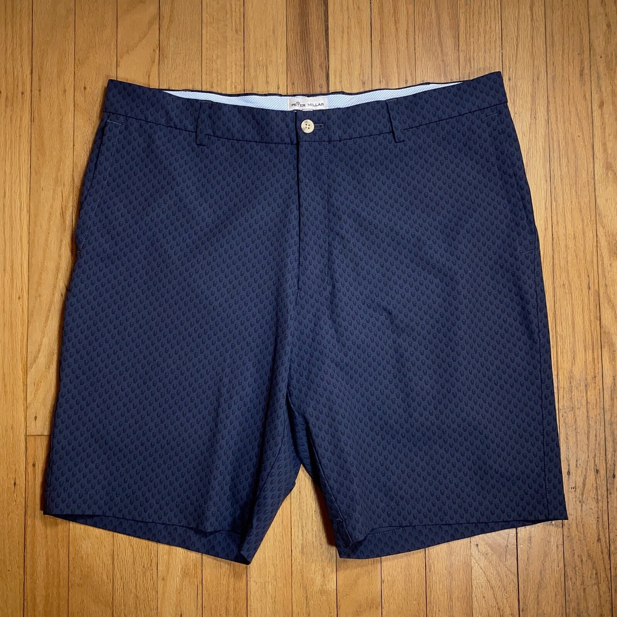 Peter Millar Skull Shorts Men’s 36 Navy Blue 9” Inseam Carrboro Performance  EB85
