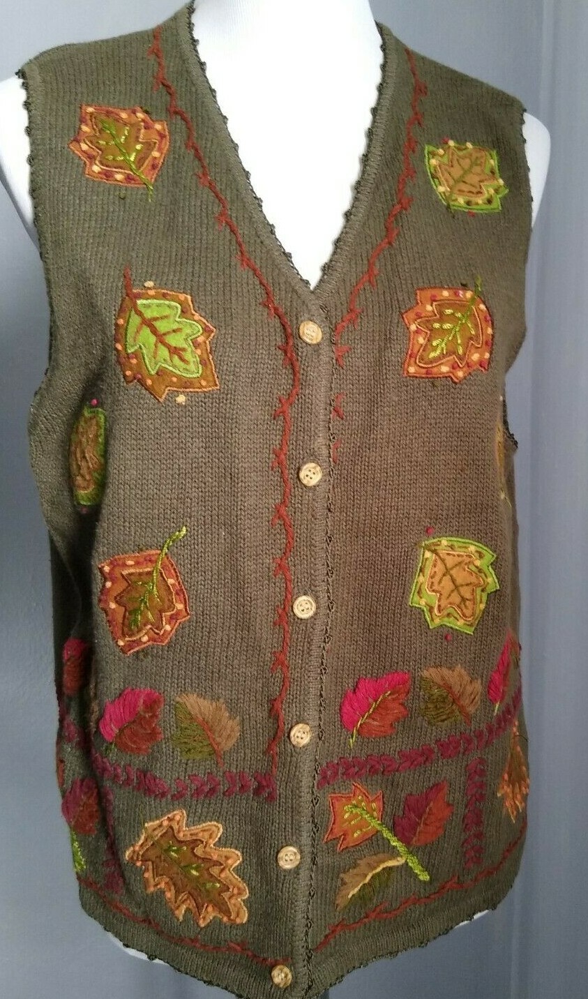 Classic Elements  Fall Leaves  Button Front Sweat… - image 1