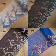 4 Colors Tulle Lace /Embroidered Dark Grey,Hot Pink, Baby Pink Beige Floral zh37