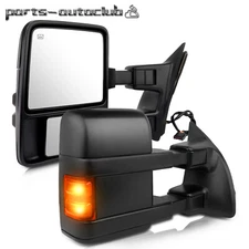 Tow Mirrors Power Heated SMOKE Turn Signal Light For 99-07 Ford F250 Super Duty