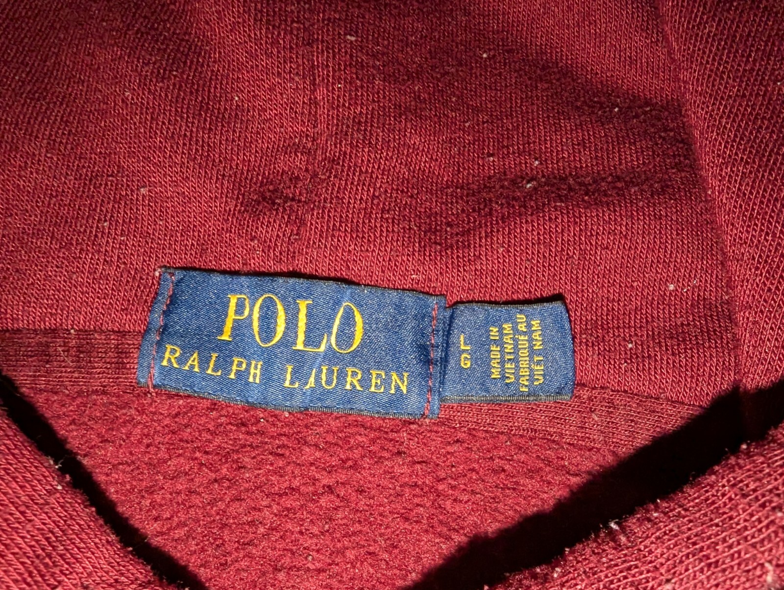 Polo Ralph Lauren rosso bordeaux felpa con cappuccio vintage Big Pony taglia Large