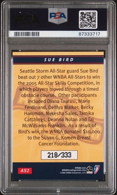 2005 Rittenhouse WNBA Expansion Set #AS2 Sue Bird /333 PSA 8 (Only one PSA 9) - Image 2 of 2