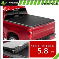 5.8Ft Soft Tri Fold Tonneau Cover For 2019-2024 Chevy Silverado/GMC Sierra 1500