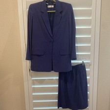 NWT ANNE KLEIN II Vintage 100 Silk Pencil Short Skirt  Suit Jacket Purple XS