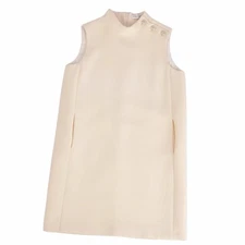 Dior Christian Dress 2021 Sleeveless CD Button Wool Silk I42 Used MOLO-0