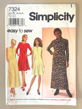 1990's Simplicity Misses' Dress Pattern 7324 Size 10-14 UNCUT