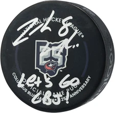 Autographed Zach Werenski Blue Jackets Puck Fanatics Authentic COA Item#14384157