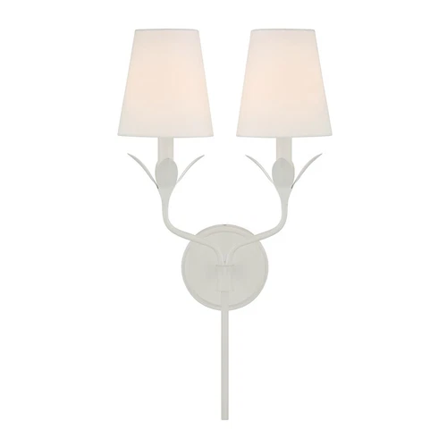 Crystorama Broche 2 Light Armed Sconce, Matte White/White - 562-MT - Picture 1 of 1