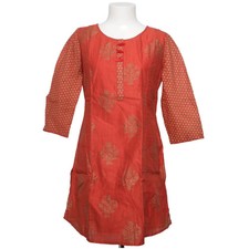 Fabindia, Kleid, Größe: M, Rot/Mehrfarbig, Baumwolle/Seide, Print, Damen #PvC