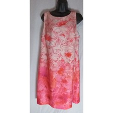 Floral Print Sleeveless Dress Pink Orange Watercolor Style