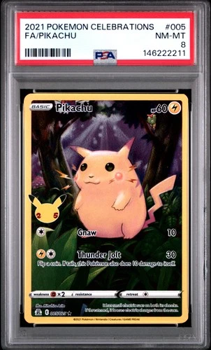 2021 POKEMON CELEBRATIONS #005 FULL ART/PIKACHU PSA 8