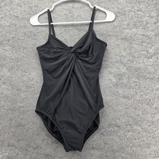 Miraclesuit Swimsuit Womens Large Black One Piece Twist Front Tummy Control