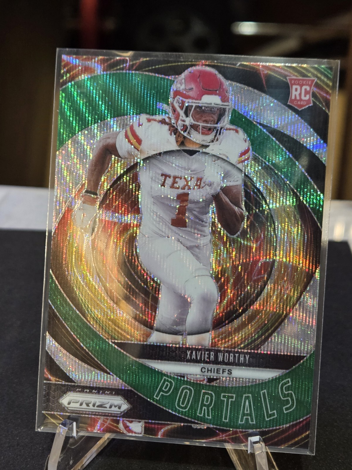 2024 Panini Prizm - Portals Xavier Worthy #10 Green Wave Prizm (RC)