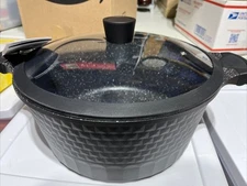 D&W Deane & White Cookware NonStick casserole 12.5 With Lid Black 10.3QT New