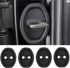 4PCS Door Latch Lock Cover, Silicone Door Latch Guard Car Decorat Color: Black