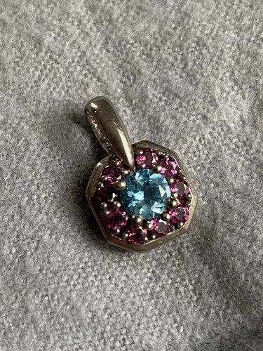 Vintage Michelle Albala Sterling Silver Topaz Amethyst Pendant Enhancer 3.4g