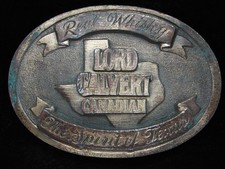 PC01141 VINTAGE 1970s LORD CALVERT CANADIAN WHISKEY BOOZE BELT BUCKLE