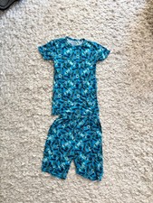 Boys Posh Peanut Bamboo Pajama Set Size 10 Blue Skateboard Print