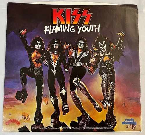 KISS " Flaming Youth " 1976 Picture Sleeve Destroyer artwork *Vinyl Skips* Ace