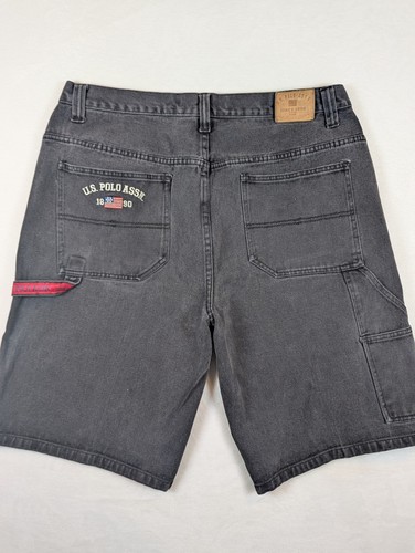 VTG US Polo Assn. Carpenter Jean Shorts Black Denim Men’s Size 40 - Picture 10 of 11