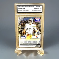 JOSH ALLEN ROOKIE 2018 Leaf GRADED GEM-MT 10 Exclusive Flag Edition #FL-04. COA!