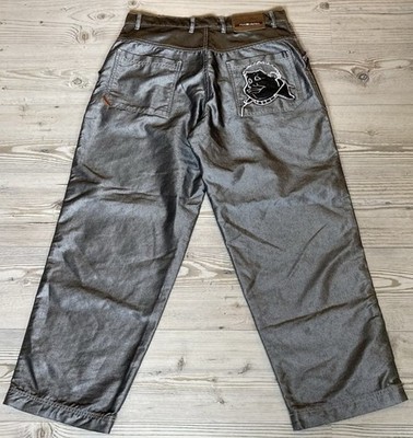   NEW Fubu Glanz Shiny W36 Baggy Jeans Shorts Silver Silbe Y2K Glanzbaggy  