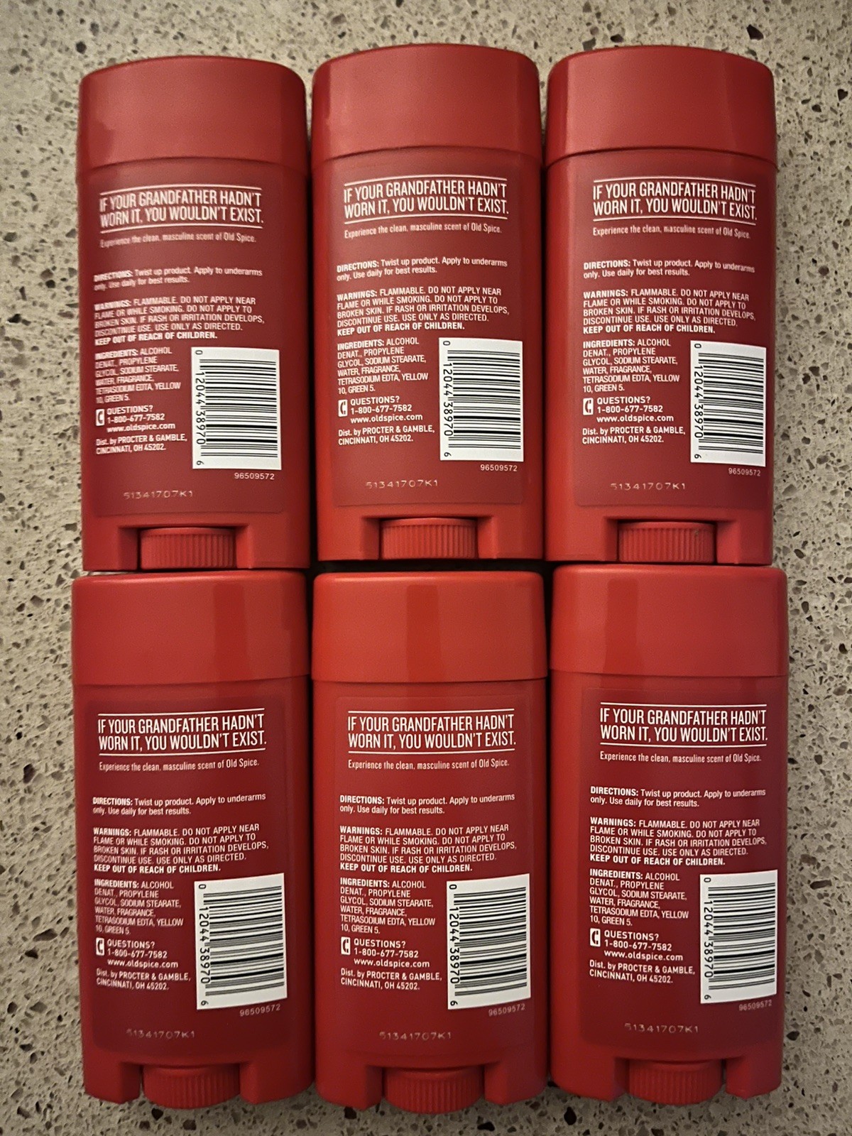 6 Old Spice Classic Mens Deodorant Round Stick Original Scent 3.25 Oz