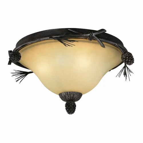 Sierra 3-Light Flush Mount in Rustic and Dome Style 9 Inches Tall and 15.5 - Picture 1 of 5