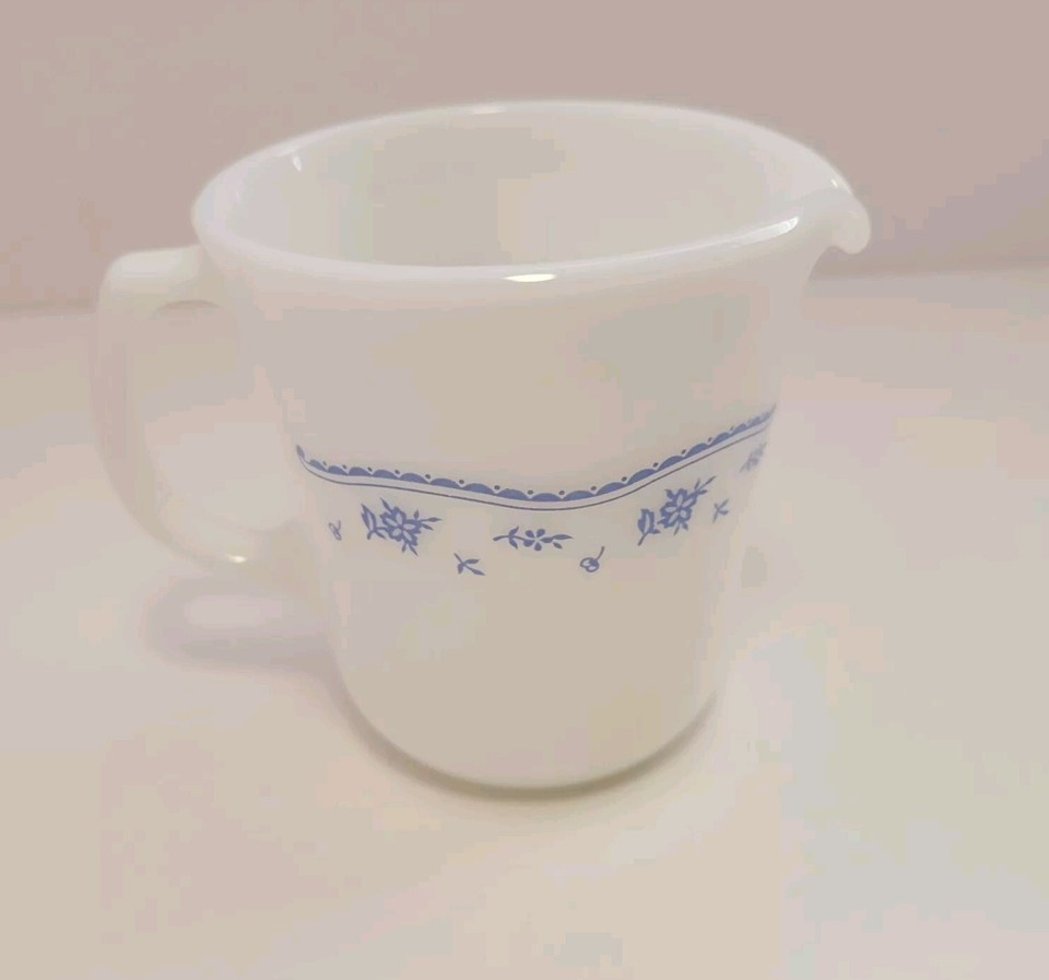 Corning's 'Morning Blue' mini creamer is a tiny, beautifully patterned piece of forgotten Americana that looks great on a coffee bar.